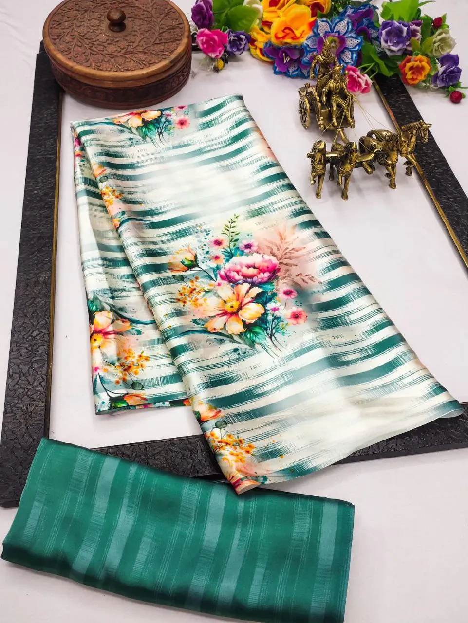 Exquisite Japan Satin Saree with Digital Print Blouse
