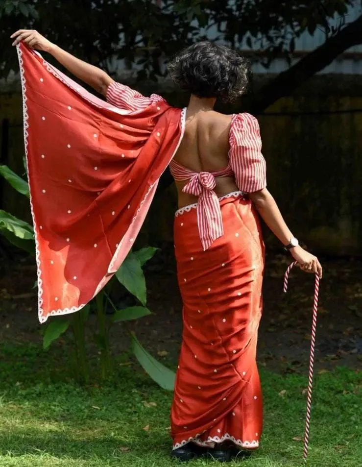 Stylish Japan Satin Saree with Digital Print Blouse