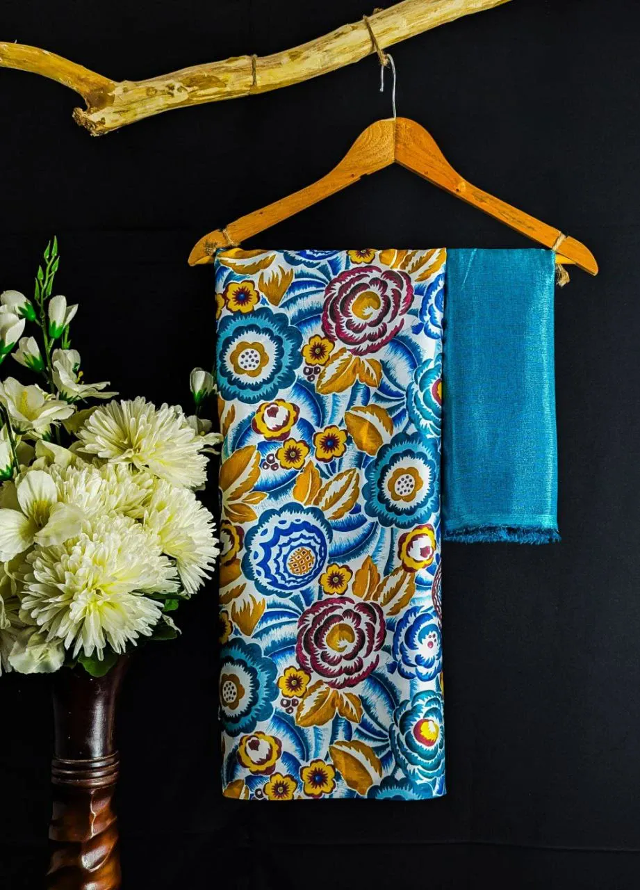 Stylish Japan Satin Saree with Digital Print Blouse