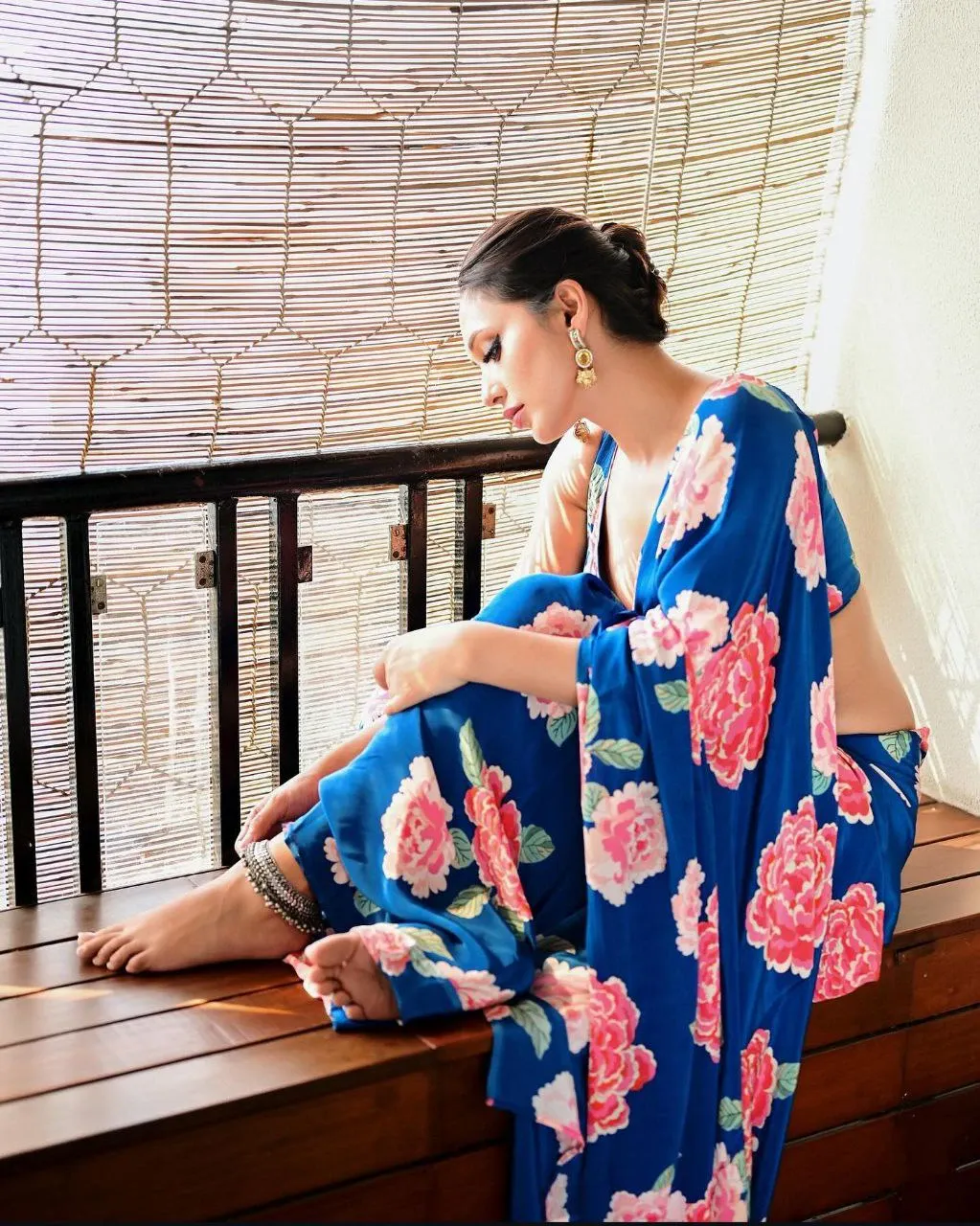 Luxurious Japan Satin Saree with Digital Print Blouse - SD11