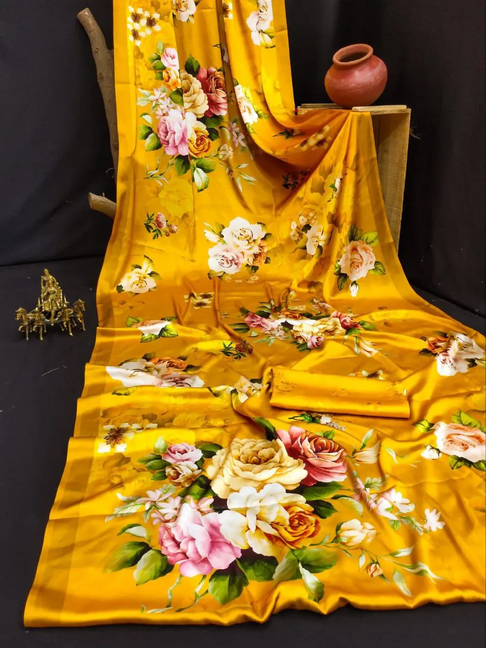 Exquisite Japan Satin Saree with Digital Print Blouse - SD12