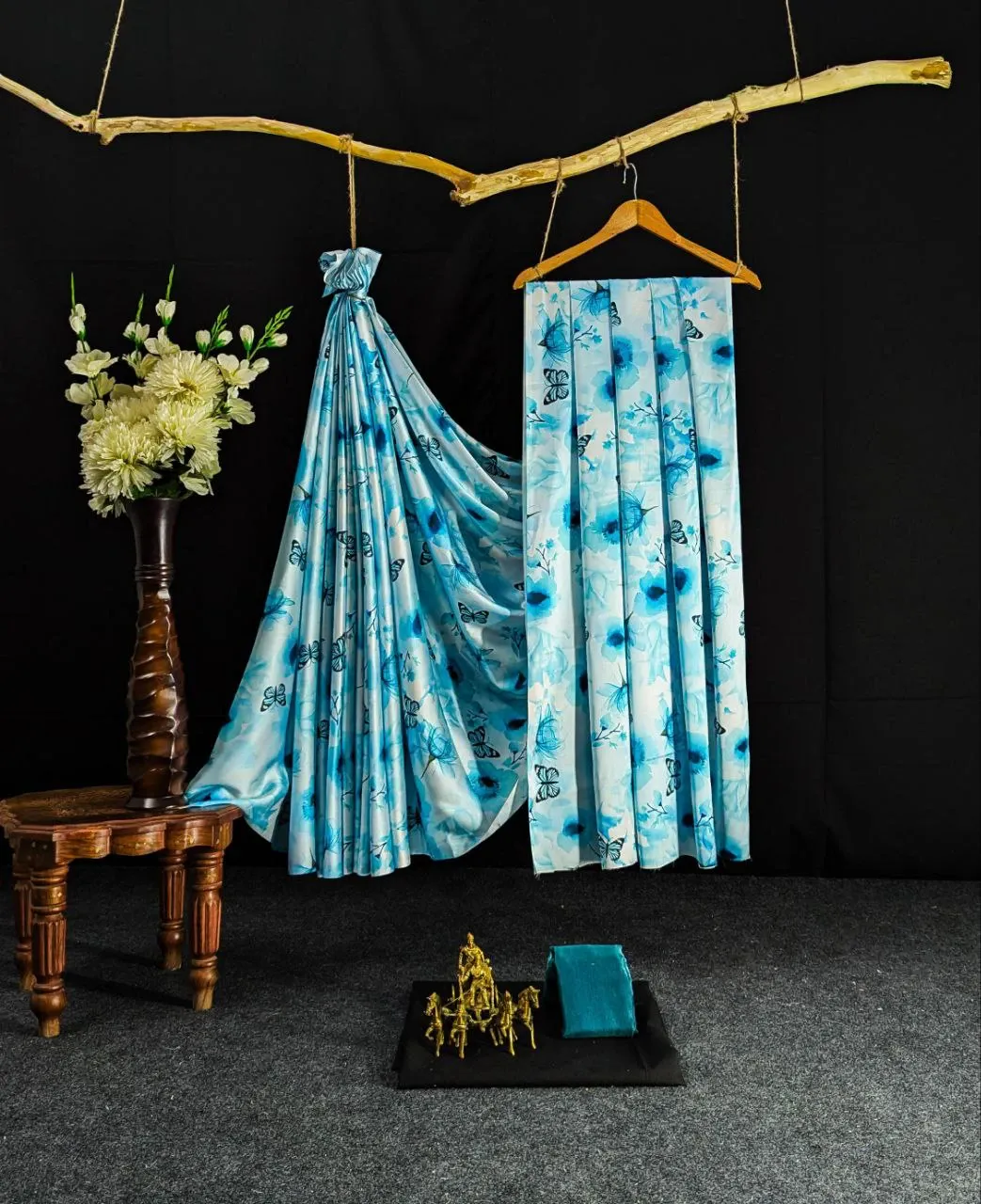 Sophisticated Japan Satin Saree with Digital Print Blouse - SD13