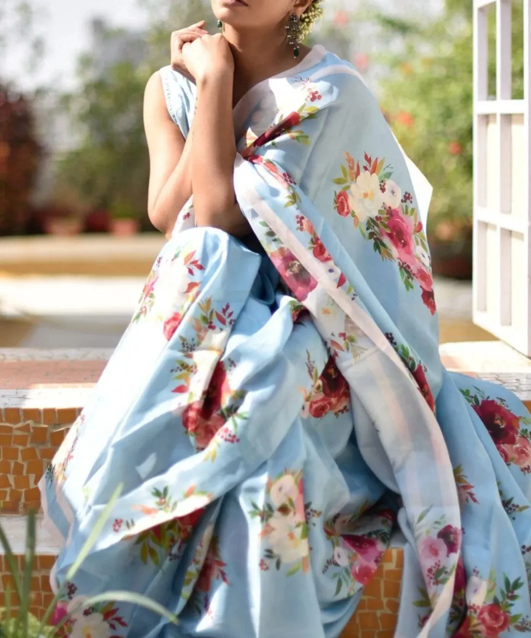 Chic Japan Satin Saree with Digital Print Blouse - SD16