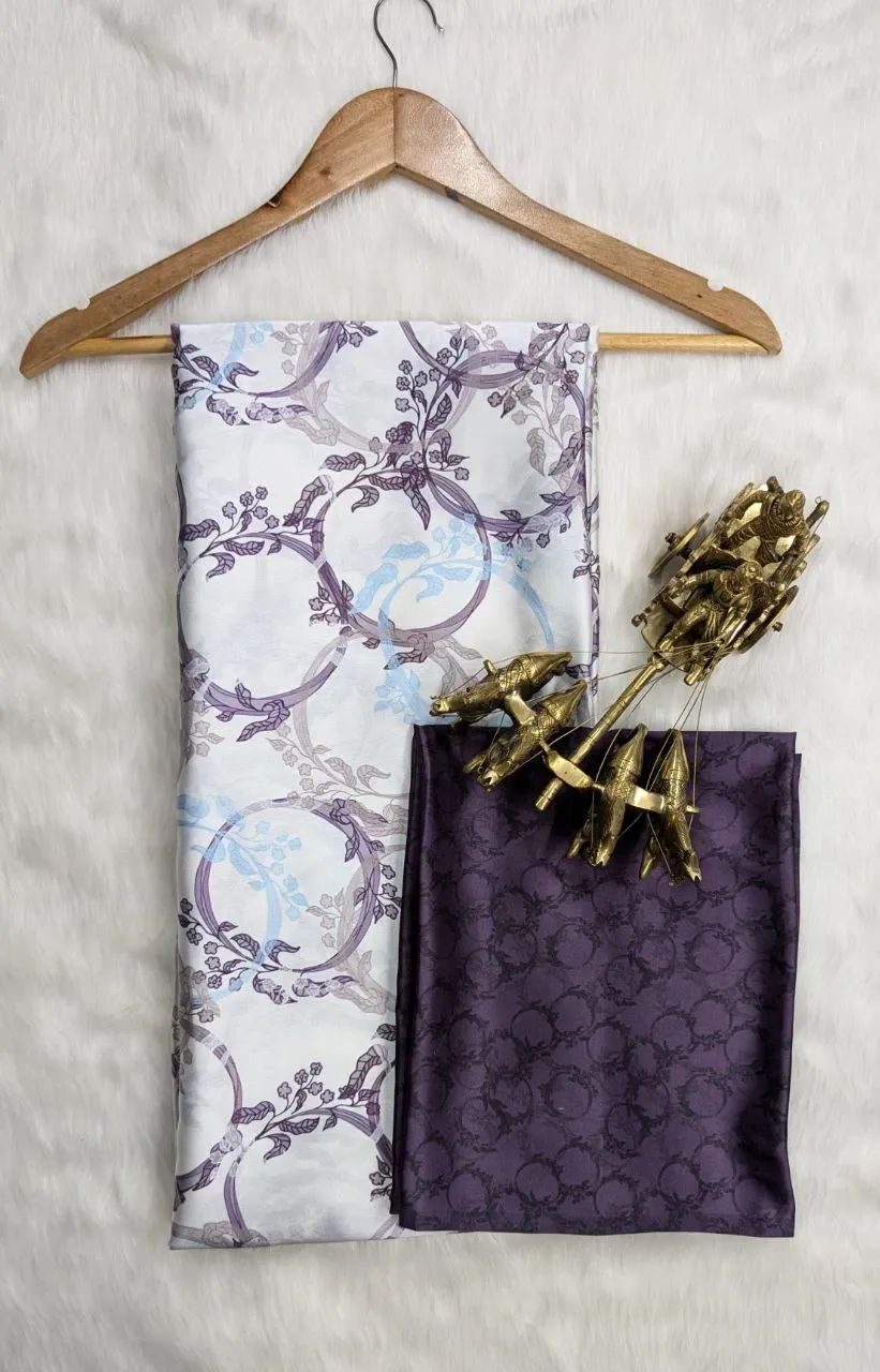 : Elegant Japan Satin Saree with Digital Print Blouse - SD17