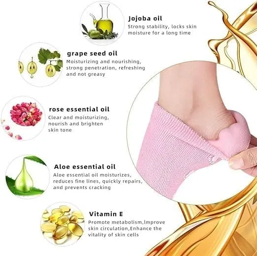 SLINGVY Moisturizing Silicone Spa Gel Socks for Dry Cracked Feet, Cracked Heel Repair Gel Socks for Soft, Smooth and Hydrated Skin