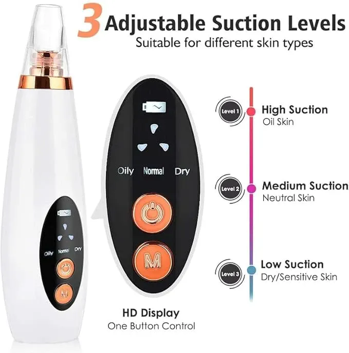 6 in 1 Multi-Function Blackhead Remover Tools | Electric Derma Suction Machine | USB Rechargeable Acne Pimple Pore Cleaner Vacuum Tool