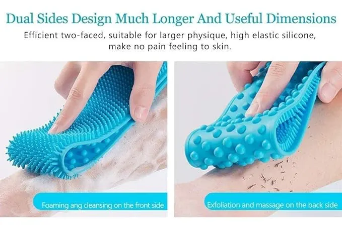 Silicone Body Back Scrubber, Double Sided Bathing Brush for Skin Deep Cleaning Massage, Dead Skin Removal Exfoliating, for Men and Women