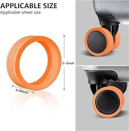 Luggage Wheel Silicone Protector Cover Trolley Wheel Cover Silicone Shock Absorption Wheel Cover for Trolley Bags Suitcase Wheel Cover Silicone for Most 8 Spinner Wheel Bags/Chair