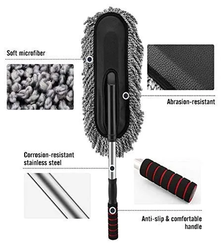 Extendable Car Duster Cotton Windshield Mop Dusting Polishing Interior Exterior Bike Flexible Cleaning Brush Wet and Dry Duster
