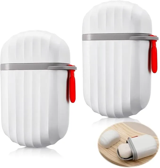 Travel Soap Box Leak-Proof Portable Soap Box for Travel with Draining Layer and Lid Portable Soap Case for Travel Soap Dish Plastic Bar Soap Holder for Home Bathroom Outdoor