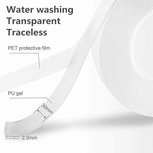 Reusable Removable Washable Traceless Nano Adhesive Tape Double Sided Adhesive Mounting