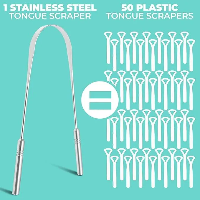 A Steel Tongue Cleaner - Surgical Grade, Non-Synthetic Grip, Tongue Scraper for Adults with Tongue Cleaner