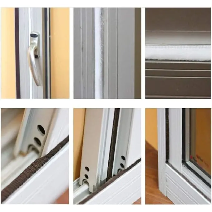 Wood 10 Meters Soundproof Window Seal Strips, Windproof Dustproof Door Window Frame Seal Self Adhesive Brush Strip, Window Door Seal Strip, Window Door Seal Strip
