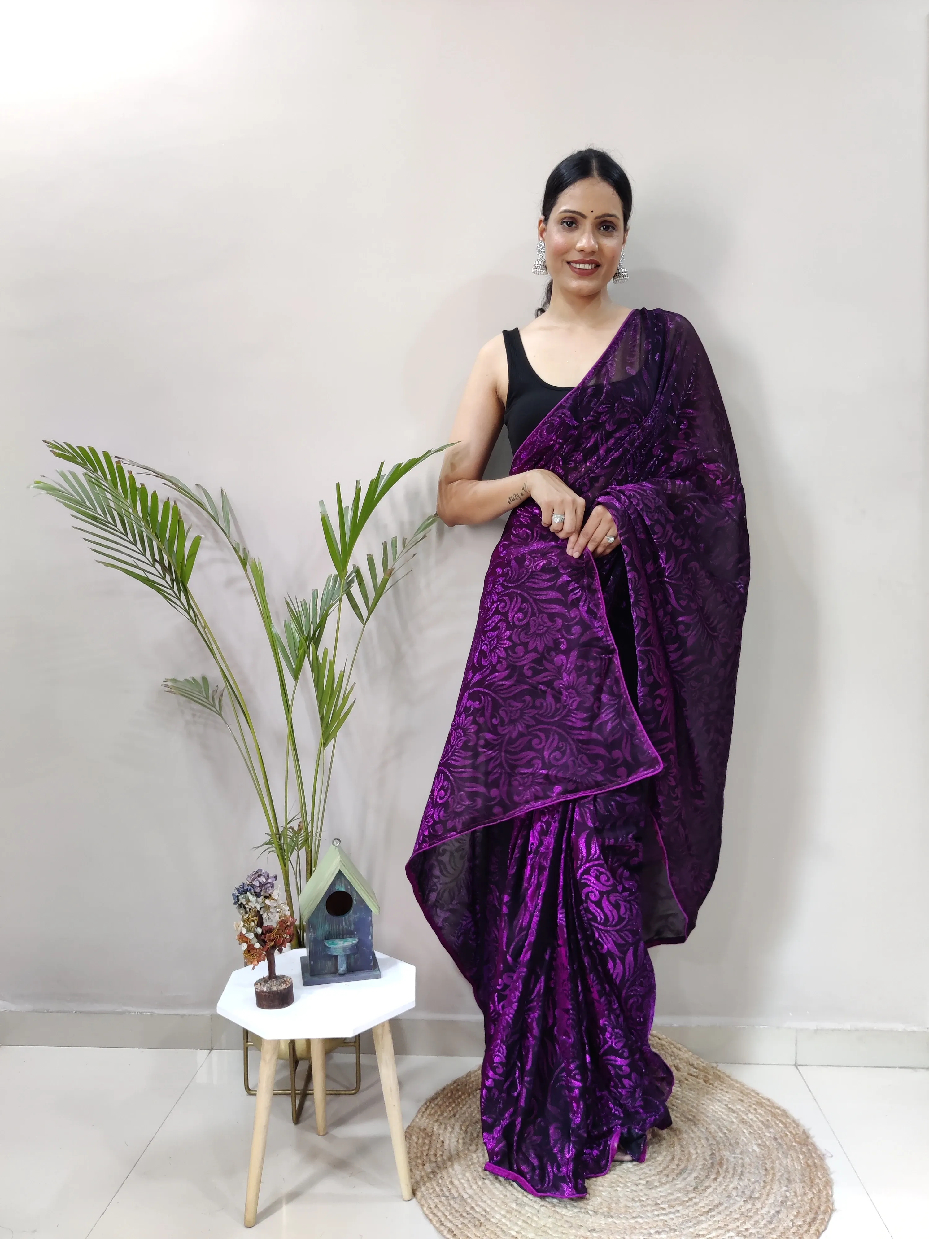 Premium Quality Heavy Netting Fabric Saree with Foil Print