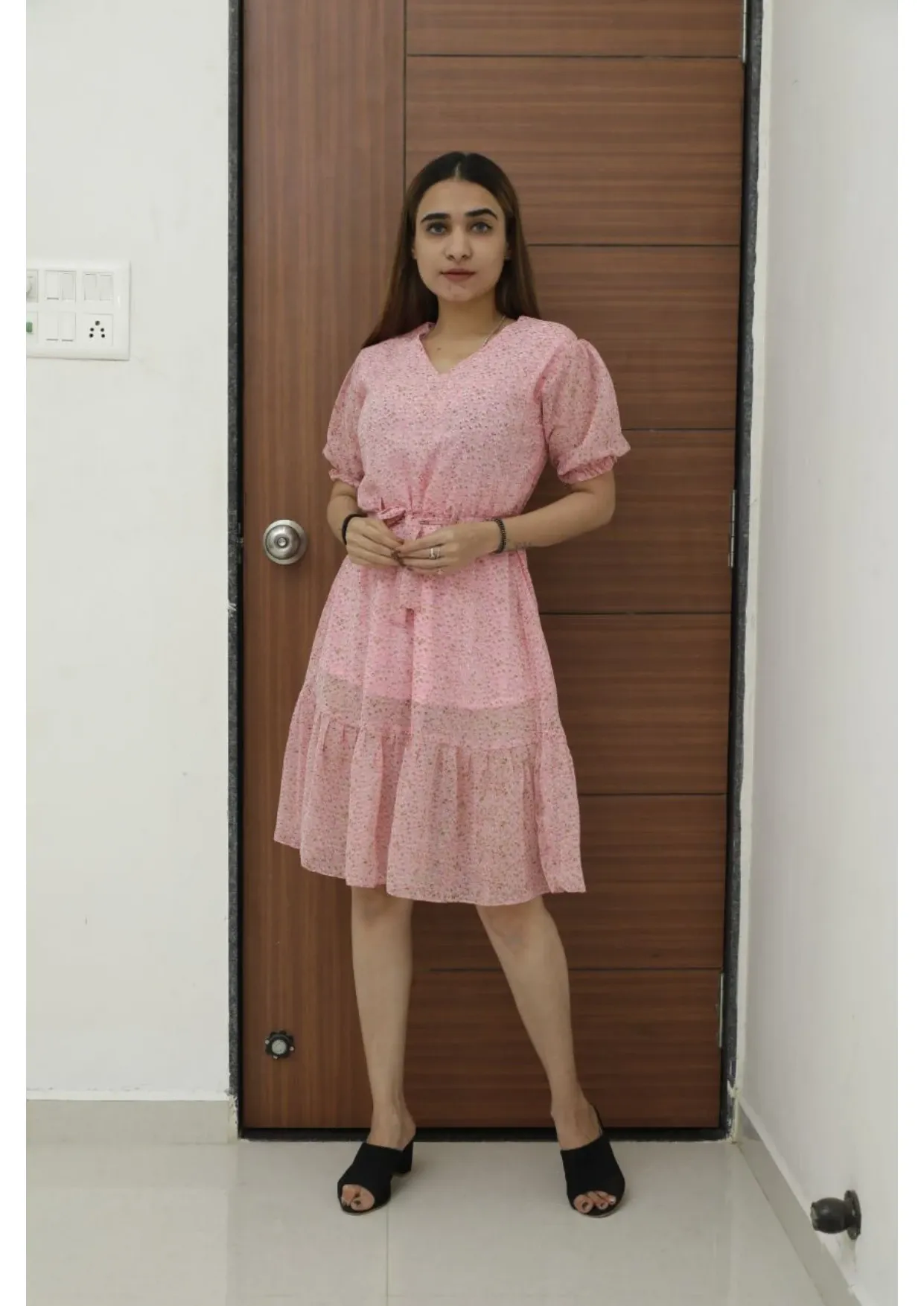 Elegant Georgette ONE PIC Dresses | Pink , Pista Green