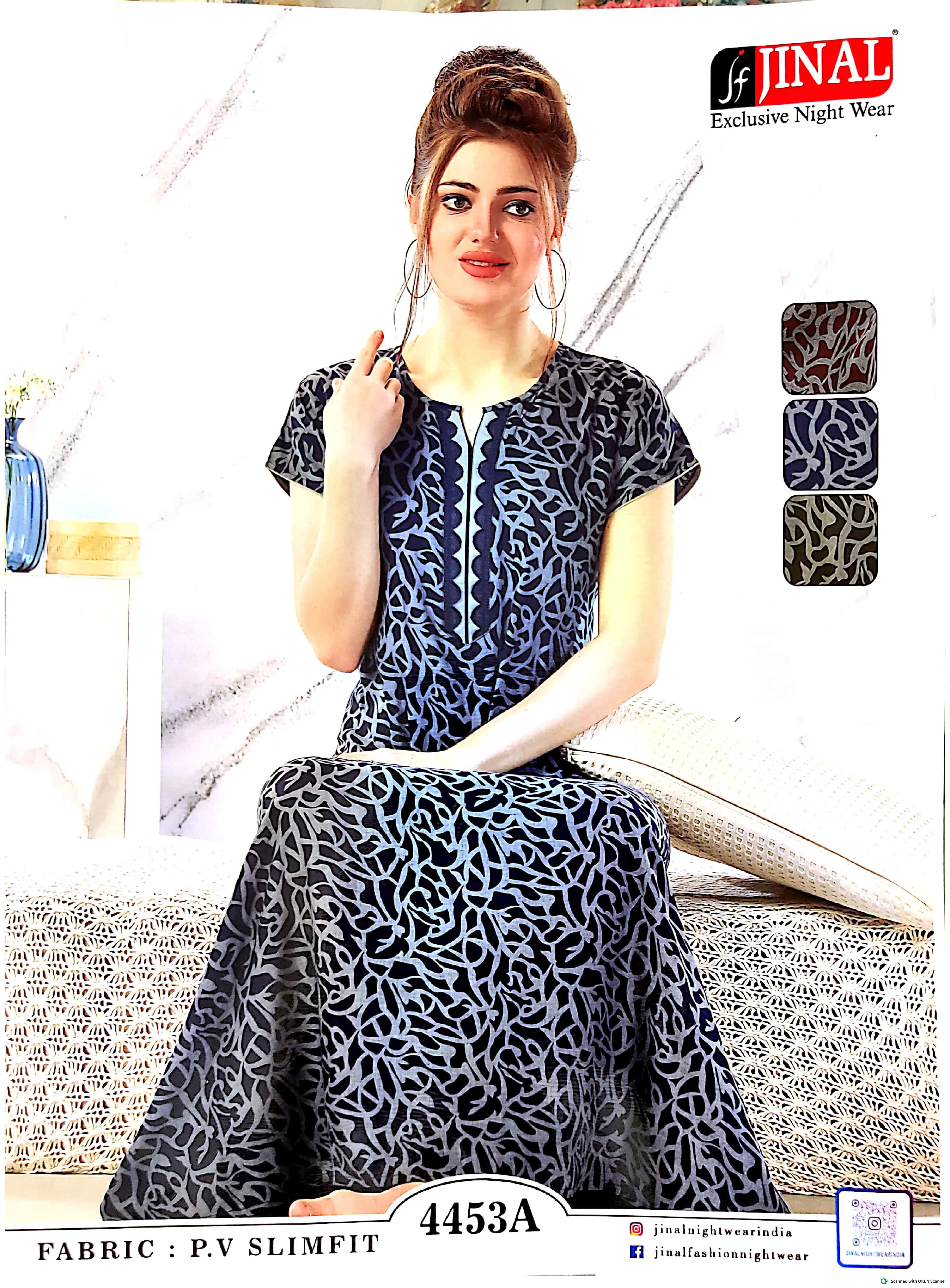 Payal Boutique Jinal Exclusive Nigh Wear Fabric : P.V Slimfit