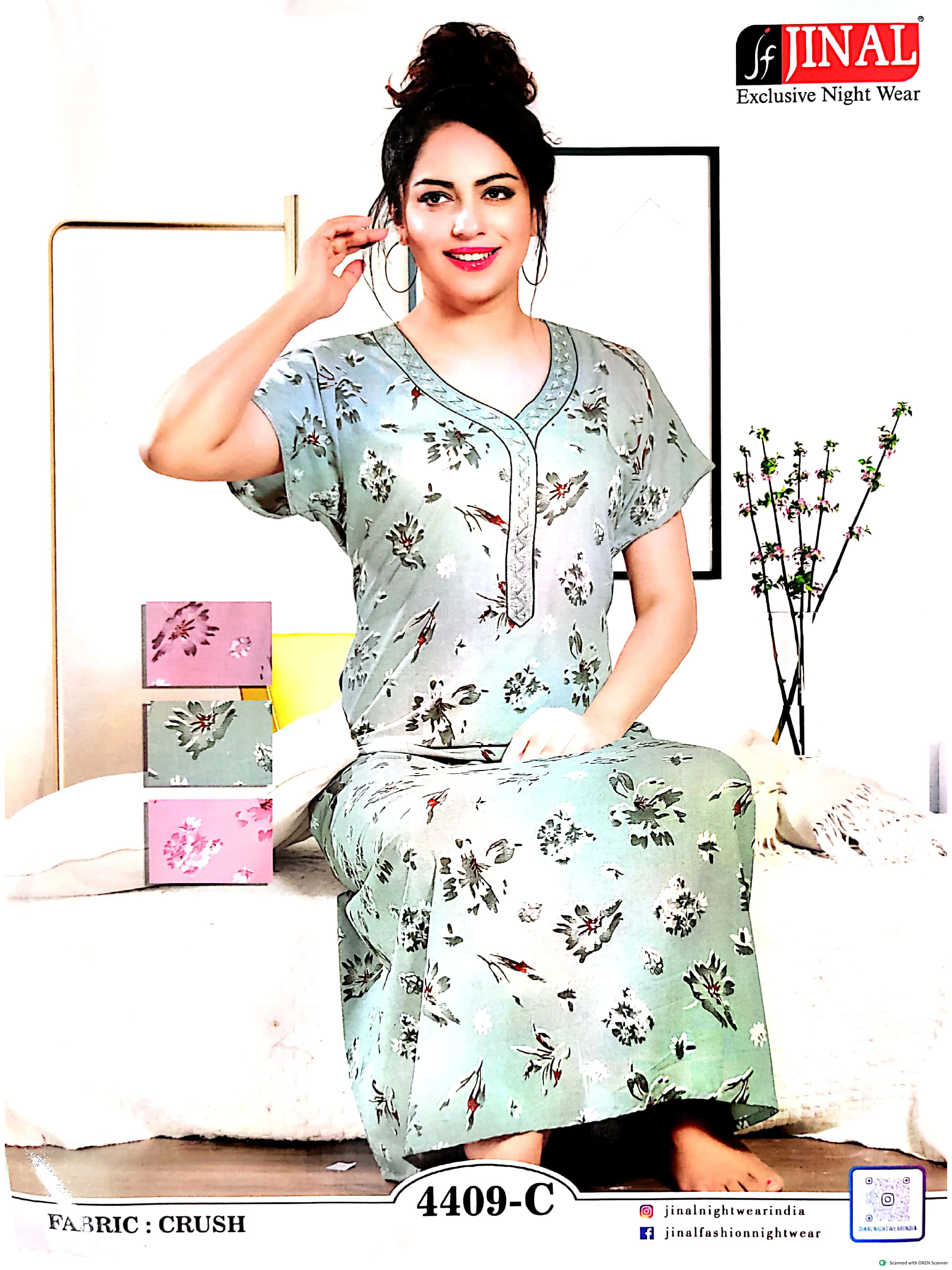 Payal Boutique Jinal Exclusive Nigh Wear Fabric : Crush