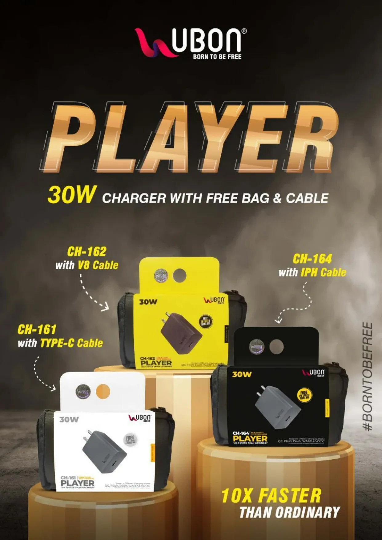 UBON CH-162 PLAYER 30W 10X FASTER THAN ORDINARY CHARGER