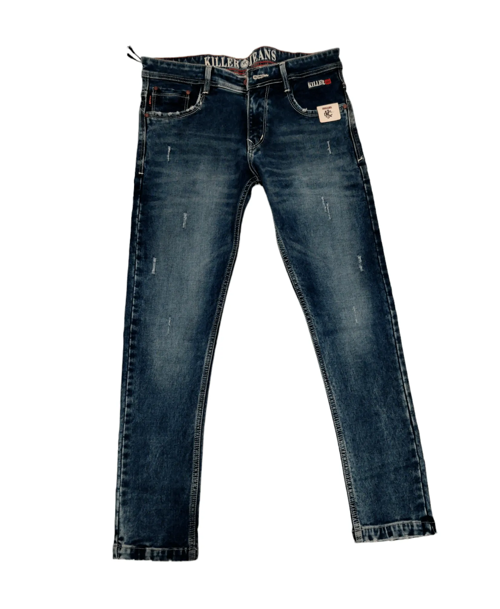 Denim Done Right Solid Distressed Slim-Fit Jeans