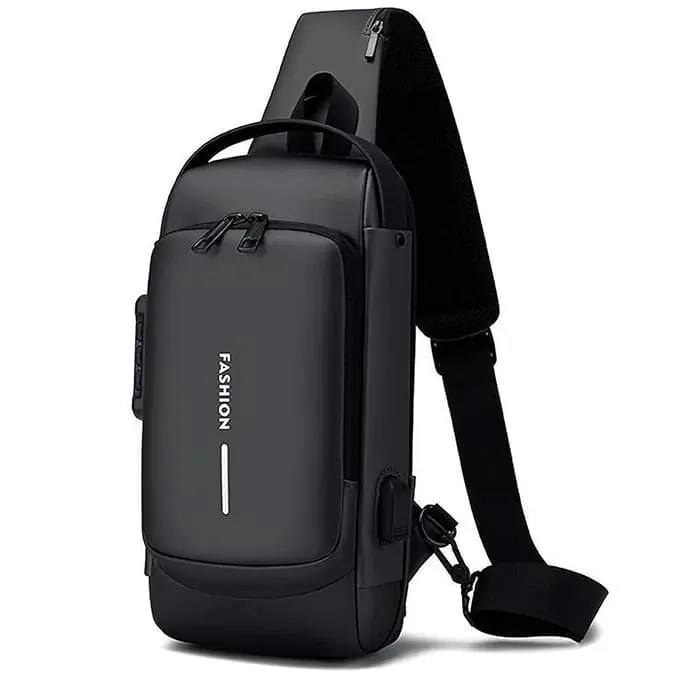Anti-Thief Sling Bag Waterproof Sling Backpack Crossbody Chest Shoulder Bag Travel Hiking Daypack with USB Charging Port & Password Lock (s)z