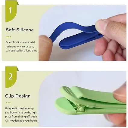 3PCS SILICONE AUTOMATIC BOOKMARK CLIP
