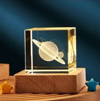 3D MOON CRYSTAL CUBE WITH LED