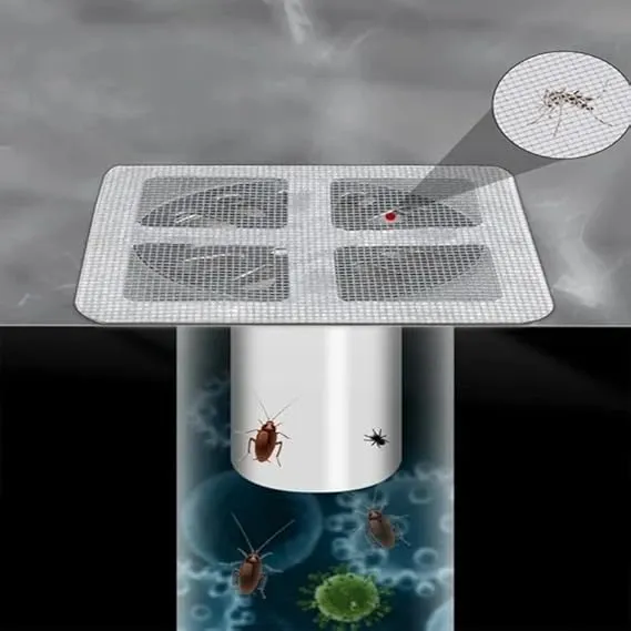 SQUARE DISPOSABLE SHOWER DRAIN HAIR CATCHER MESH STICKERS (10 PC)